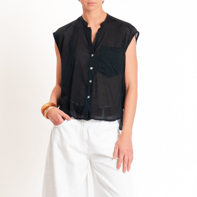 Tensione in-Camicia mussola smanicata - nero