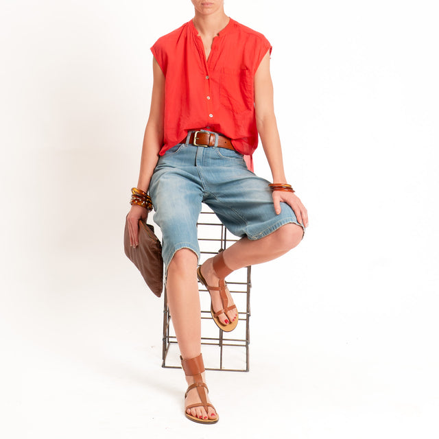 Tensione in-Camicia mussola smanicata - lipstick