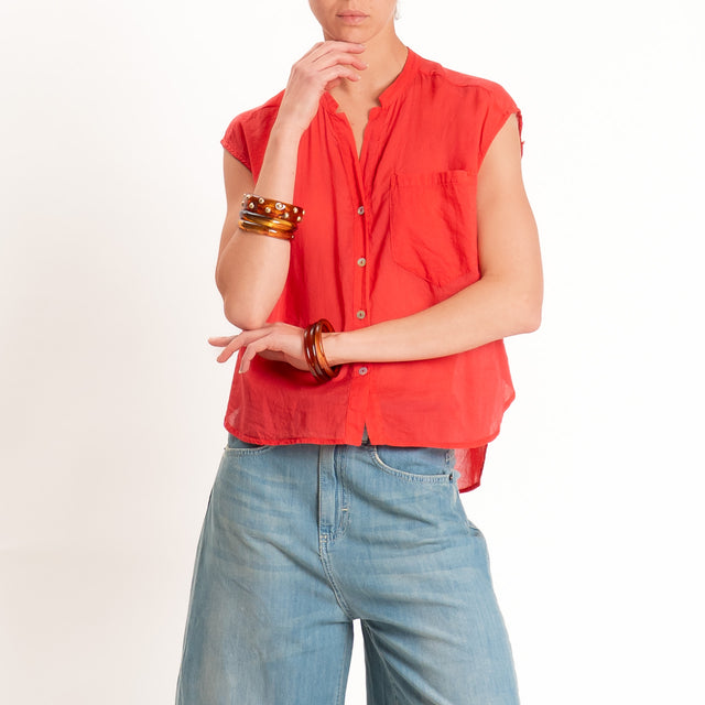 Tensione in-Camicia mussola smanicata - lipstick