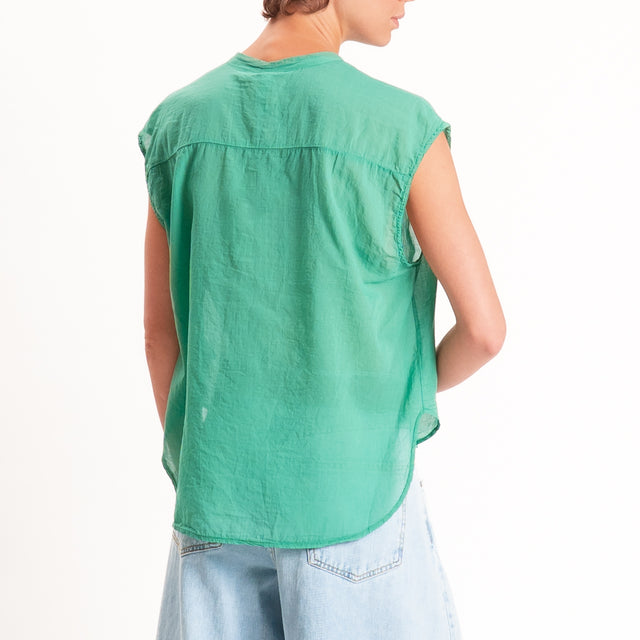 Tensione in-Camicia mussola smanicata - verde