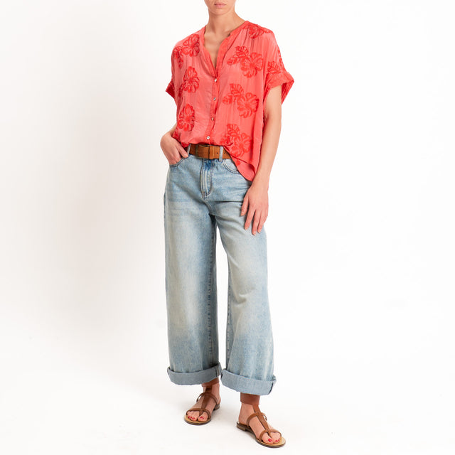Tensione in-Camicia mussola con ricami - lipstick