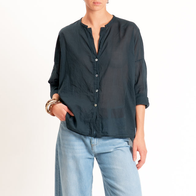 Tensione in-Camicia in mussola - Nero