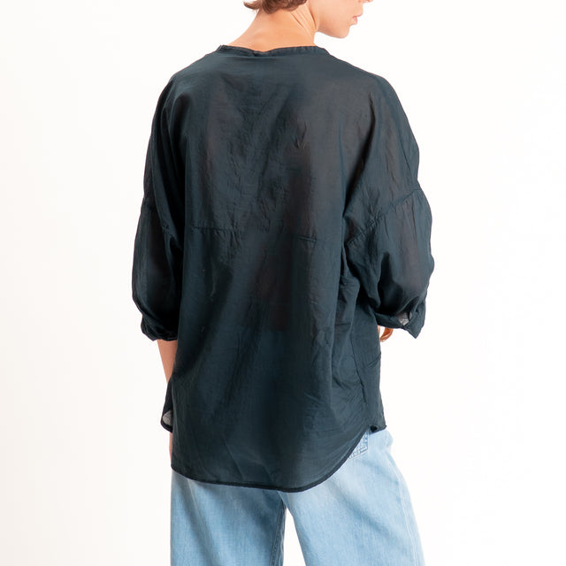 Tensione in-Camicia in mussola - Nero
