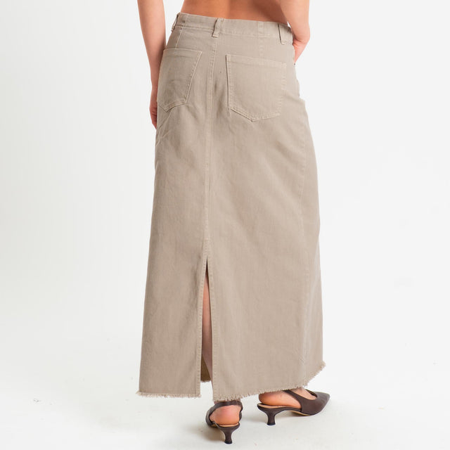 Tensione in-Gonna drill Jeans sfrangiato - sabbia