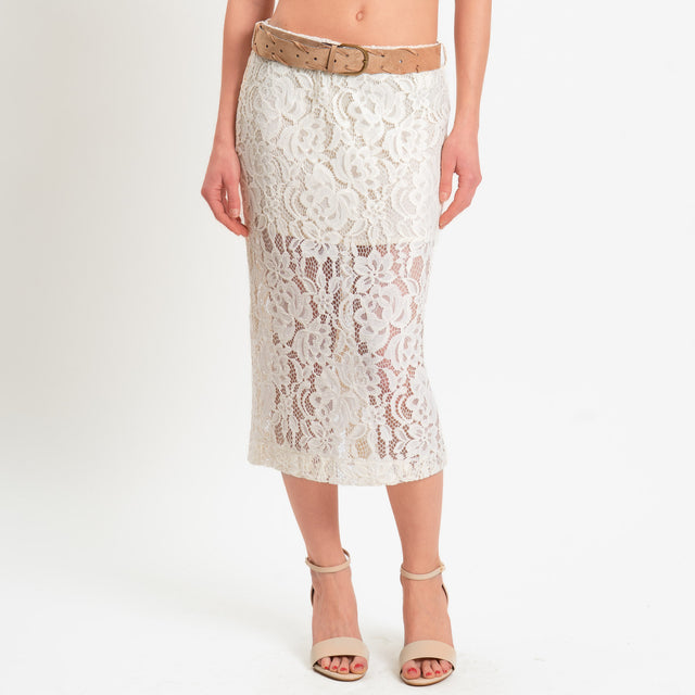 Tensione in-Gonna pizzo macramè elastico in vita - burro