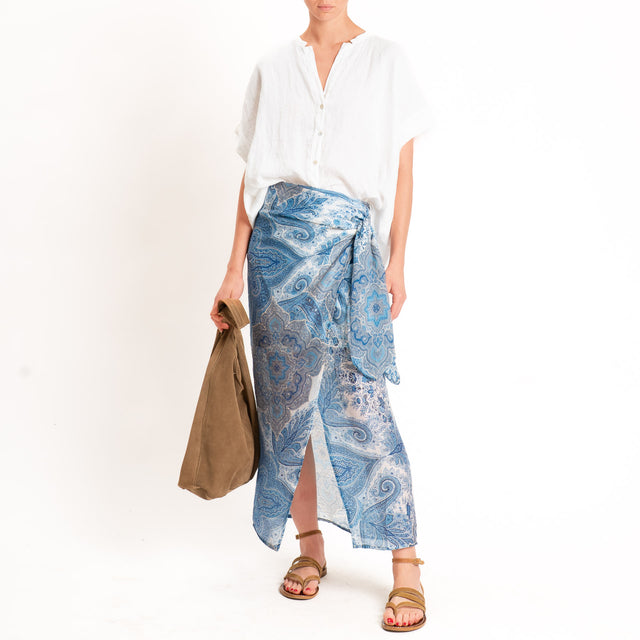 Tensione in-Gonna mussola pareo fantasia cashmere - latte/jeans