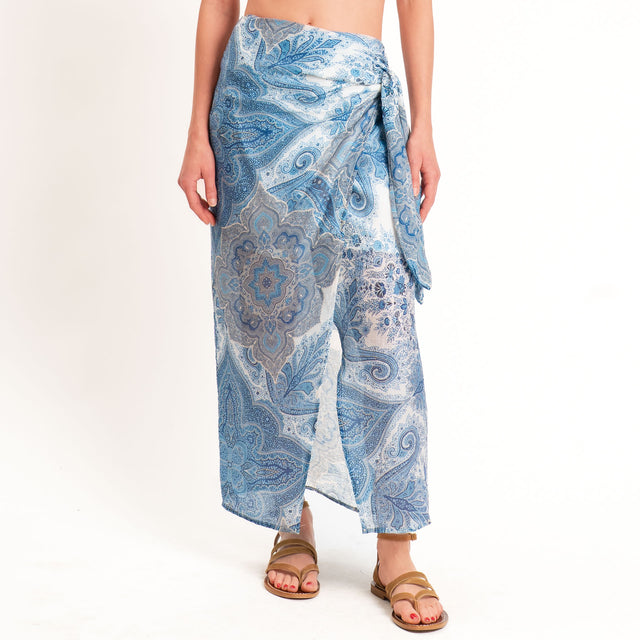 Tensione in-Gonna mussola pareo fantasia cashmere - latte/jeans