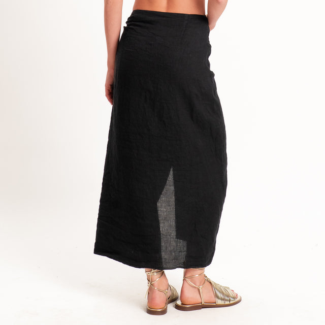 Tensione in-Gonna pareo 100%lino - nero
