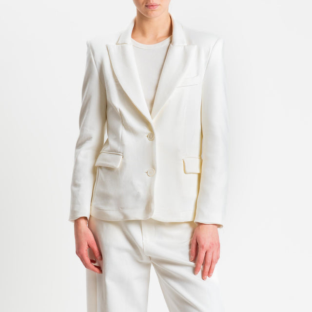 Tensione in-Giacca due bottoni felpa light tessuto elasticizzato - latte