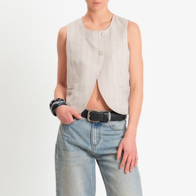Tensione in-Gilet gessato asimmetrico - beige