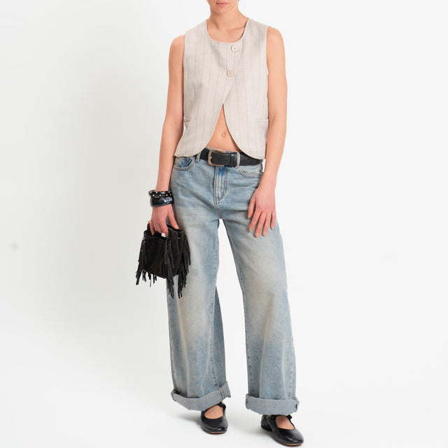 Tensione in-Gilet gessato asimmetrico - beige