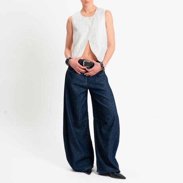 Tensione in-Gilet gessato asimmetrico - panna