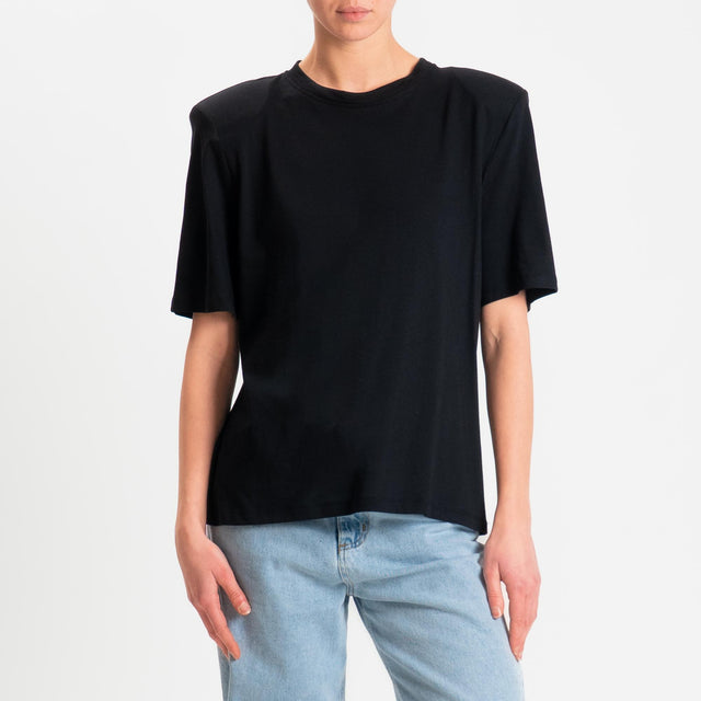 Tensione in-T-shirt mezza manica con spalline - nero