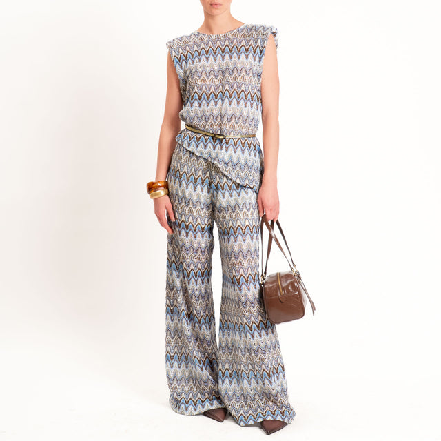 Tensione in-Blusa smanicata wavy pattern con spalline - cielo/moro/latte