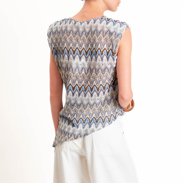 Tensione in-Blusa smanicata wavy pattern con spalline - cielo/moro/latte
