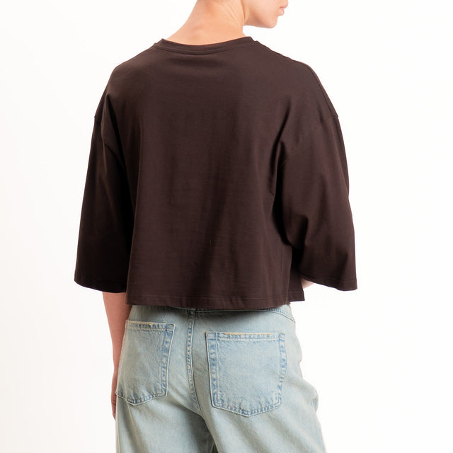 Tensione in-T-shirt taschino paillettes - moro