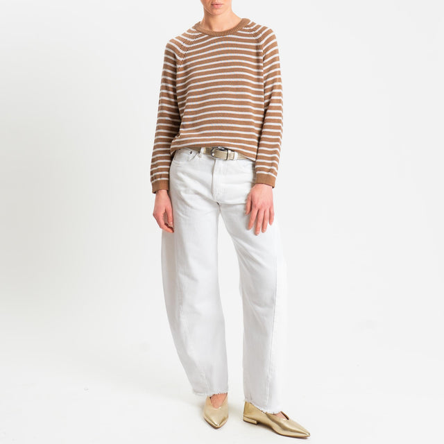 Tensione in-Jeans barrel sfrangiato - panna