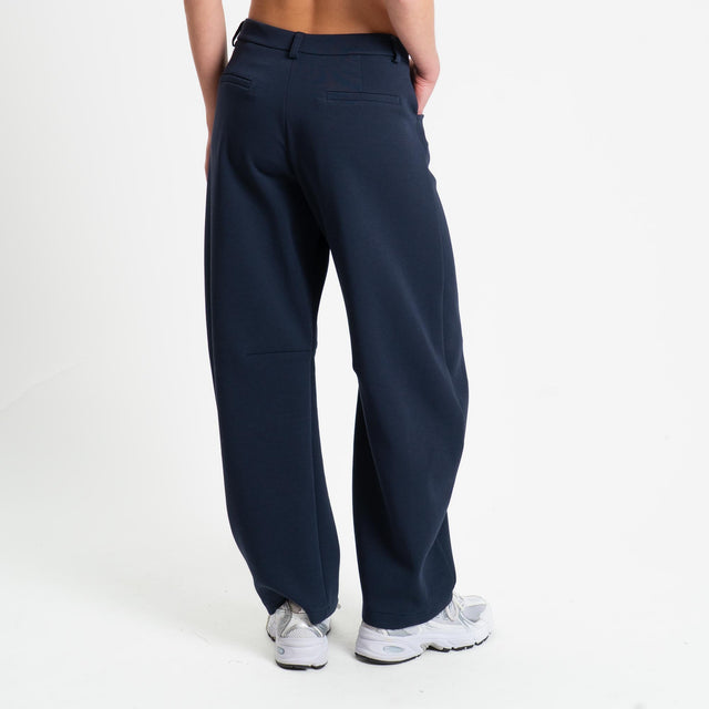 Tensione in-Pantalone barrel felpa light tessuto elasticizzato - blu