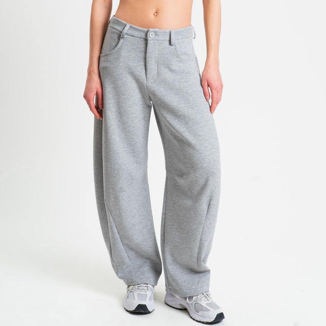 Tensione in-Pantalone barrel felpa light tessuto elasticizzato - grigio chiaro