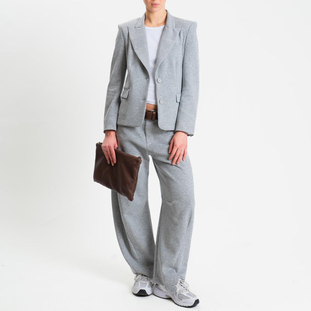 Tensione in-Pantalone barrel felpa light tessuto elasticizzato - grigio chiaro