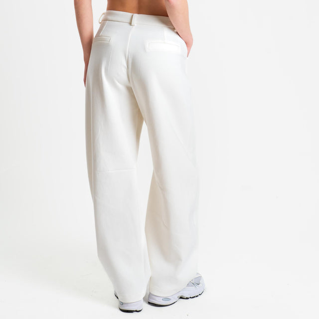 Tensione in-Pantalone barrel felpa light tessuto elasticizzato - latte