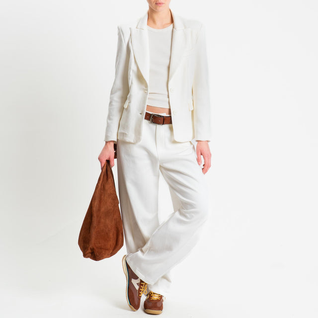 Tensione in-Pantalone barrel felpa light tessuto elasticizzato - latte