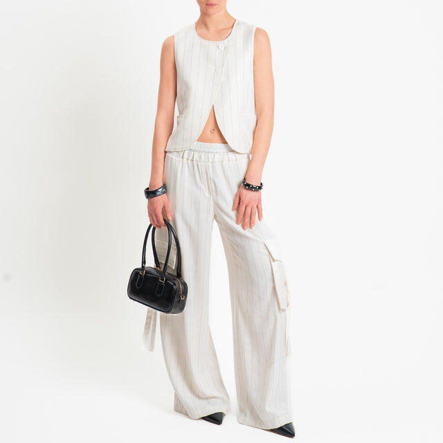 Tensione in-Pantalone cargo gessato - panna