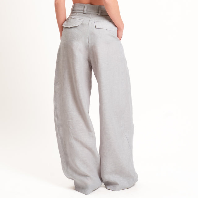 Tensione in-Pantalone wide leg 100% lino - perla