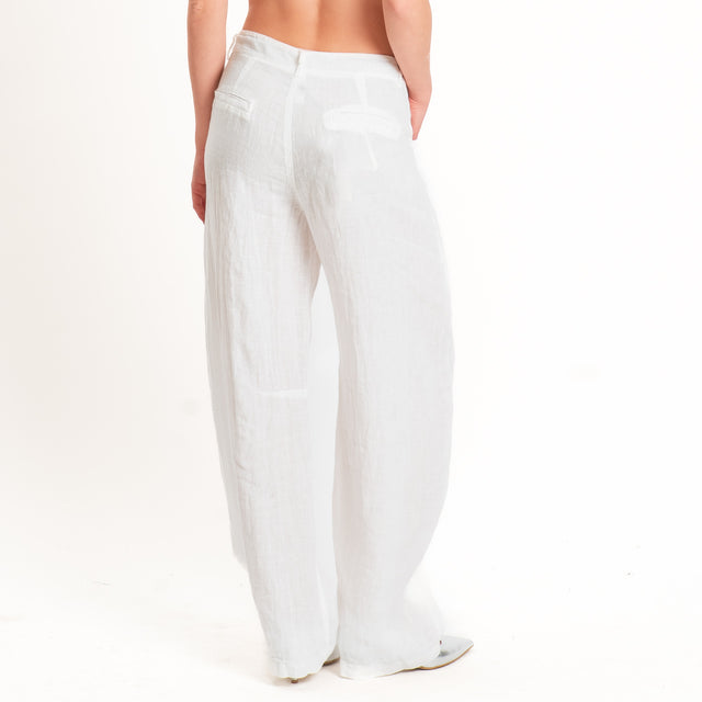 Tensione in-Pantalone 100% lino barrel fit - panna