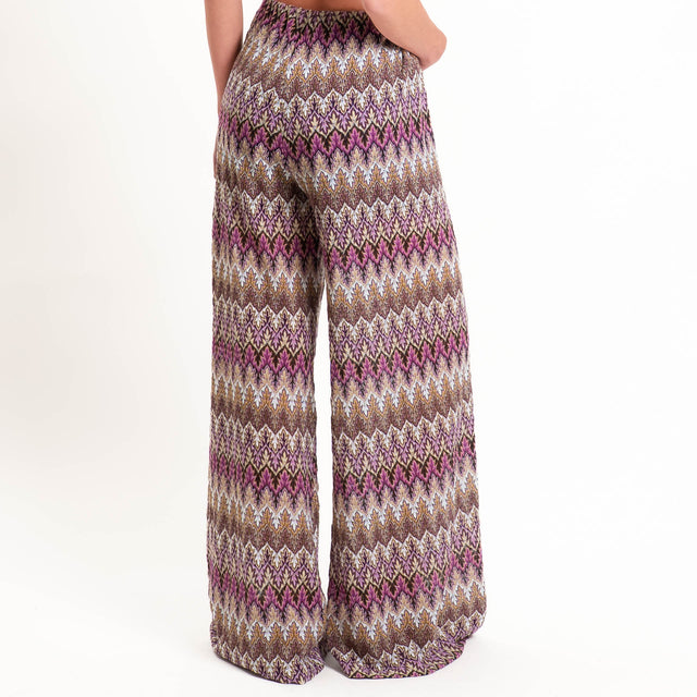Tensione in-Pantalone jacquard elastico in vita - viola/sand/lilla