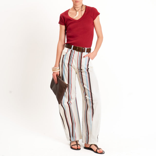 Tensione in-Pantalone a righe barrel fit - burro/moro/nuvola