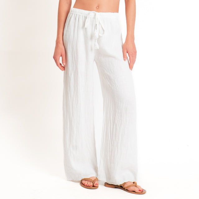 Tensione in-Pantalone wide leg 100%LINO - panna