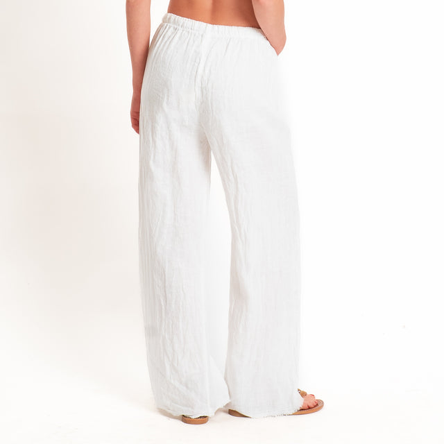 Tensione in-Pantalone wide leg 100%LINO - panna