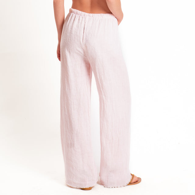 Tensione in-Pantalone wide leg 100%LINO - rosa