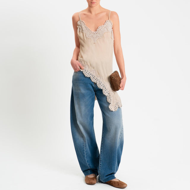 Tensione in-Top lingerie con pizzo - sabbia