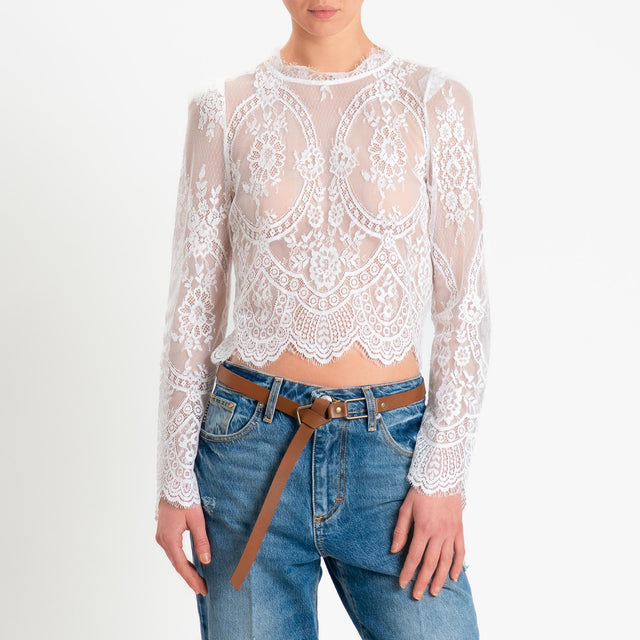 Tensione in-Blusa in pizzo con ricami - bianco