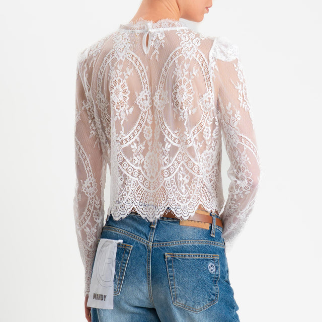Tensione in-Blusa in pizzo con ricami - bianco