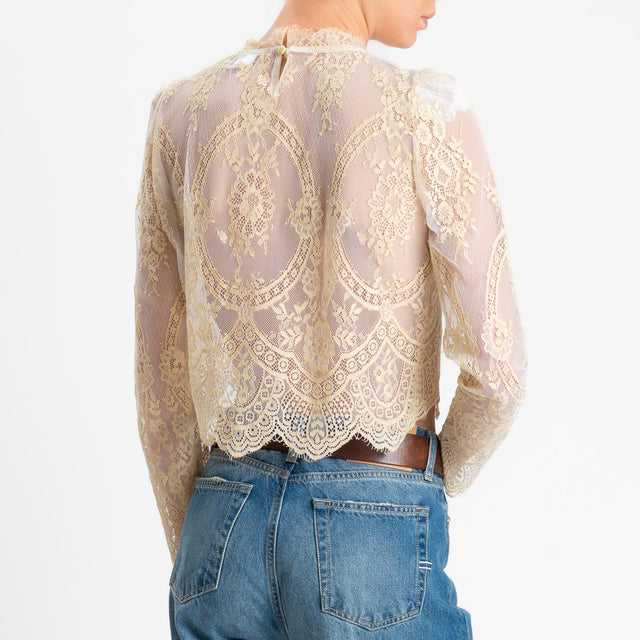 Tensione in-Blusa in pizzo con ricami - crema