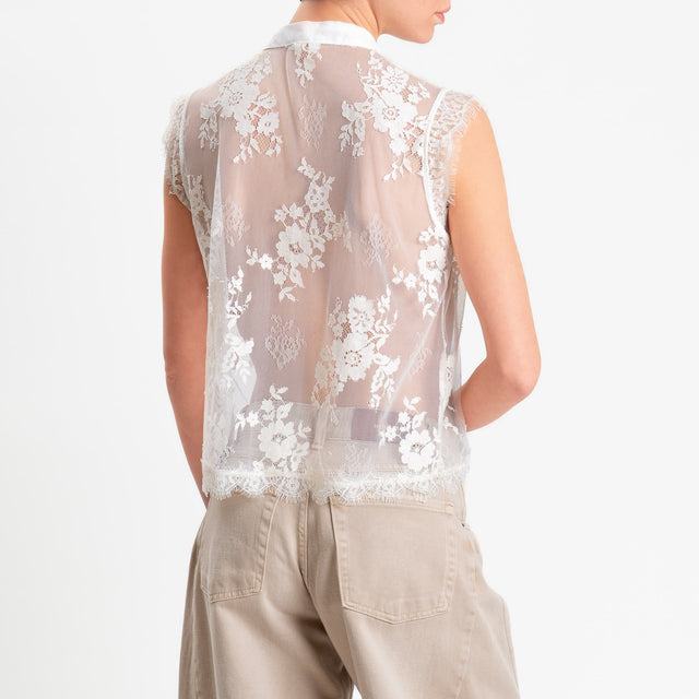 Tensione in-Camicia smanicata in pizzo - burro