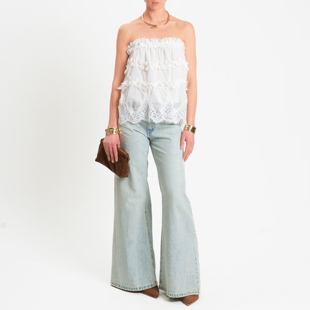 Tensione in-Top fascia con pizzo - panna