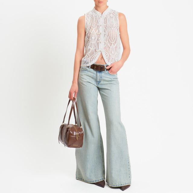 Tensione in-Gilet mandarin in pizzo - burro