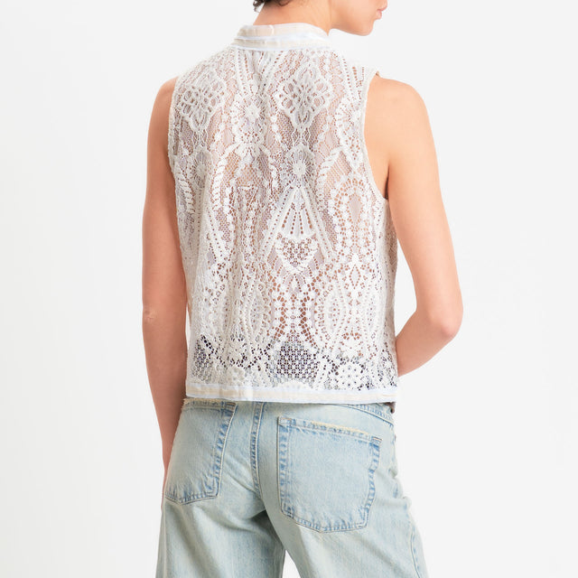 Tensione in-Gilet mandarin in pizzo - burro