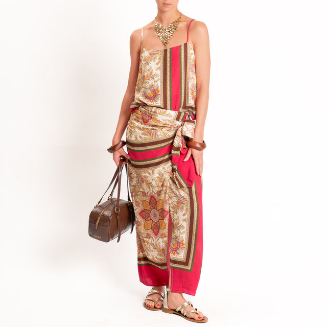Tensione in-Top fantasia bretelle regolabili - burro/fucsia/militare