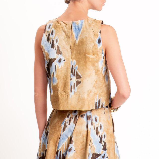 Tensione in-Completo top+pantalone fantasia etnica - beige/cielo/moro