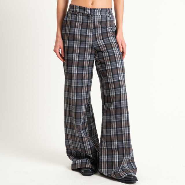 Tensione in-Pantalone check flanella - grigio/moro