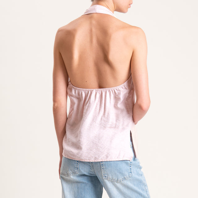 Chaleco de viscosa con escote en la espalda en relieve - rosa