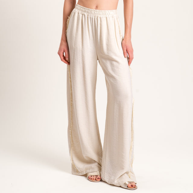 Tensione in-Pantalone viscosa goffrato elastico in vita - sand