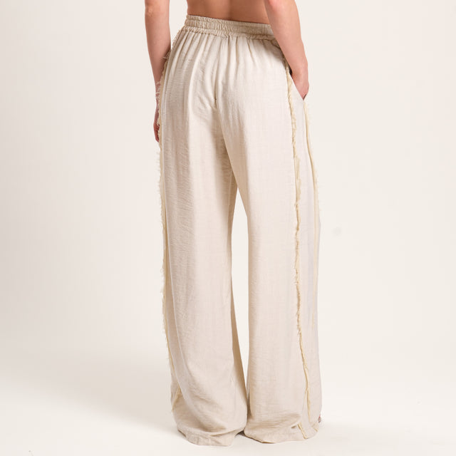 Pantalón de viscosa con cintura elástica y estampado en relieve - arena
