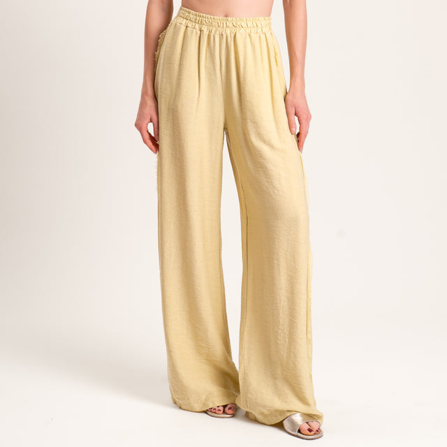 Tensione in-Pantalone viscosa goffrato elastico in vita - mimosa