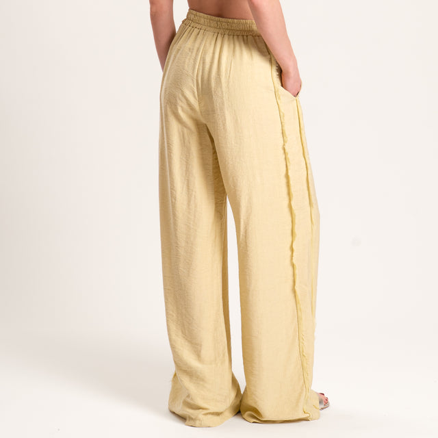 Pantalón de viscosa con cintura elástica y estampado en relieve - mimosa